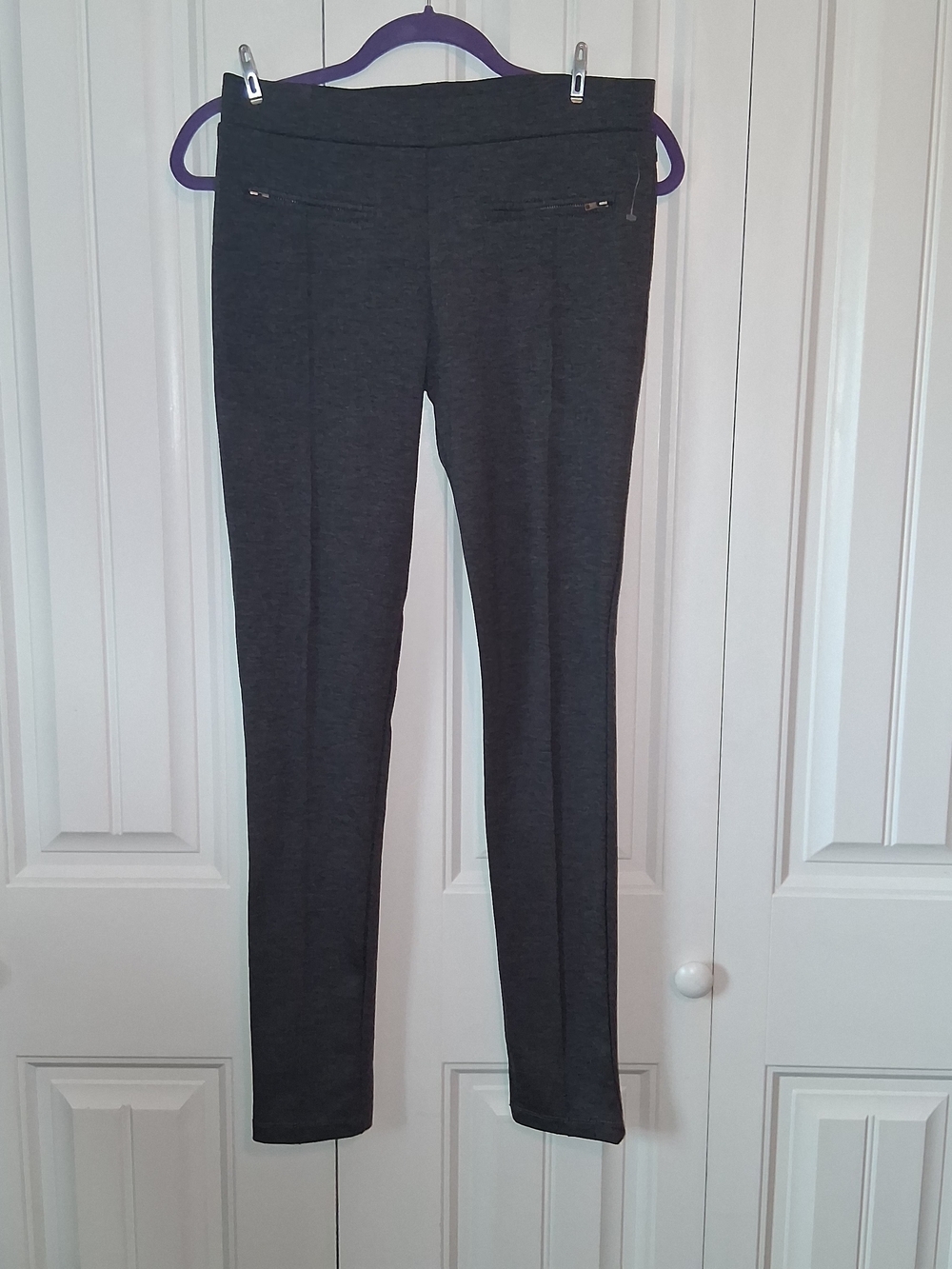 MINE Women's Heather Gray Ponte Slim Pants Size Large